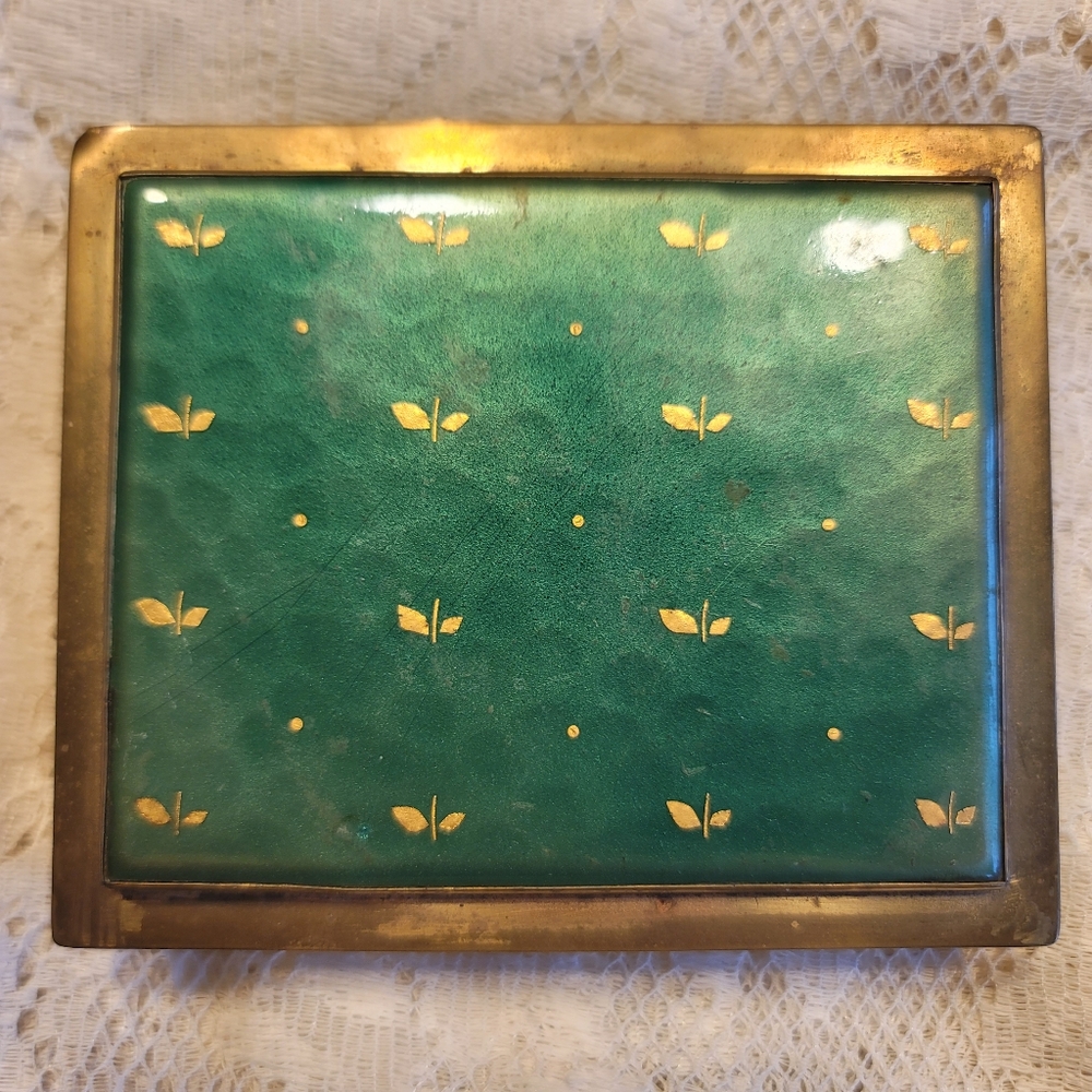 VTG MCM Karl Schibensky Enamel & Brass Box 4.5" x 4"